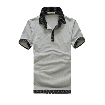 Light Grey Navy Blue Collar Leisure Golf Patterned Polo Shirts